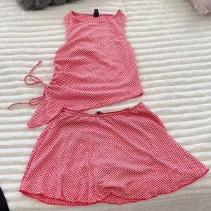 Wild Fable Red Gingham Top and Skirt Set